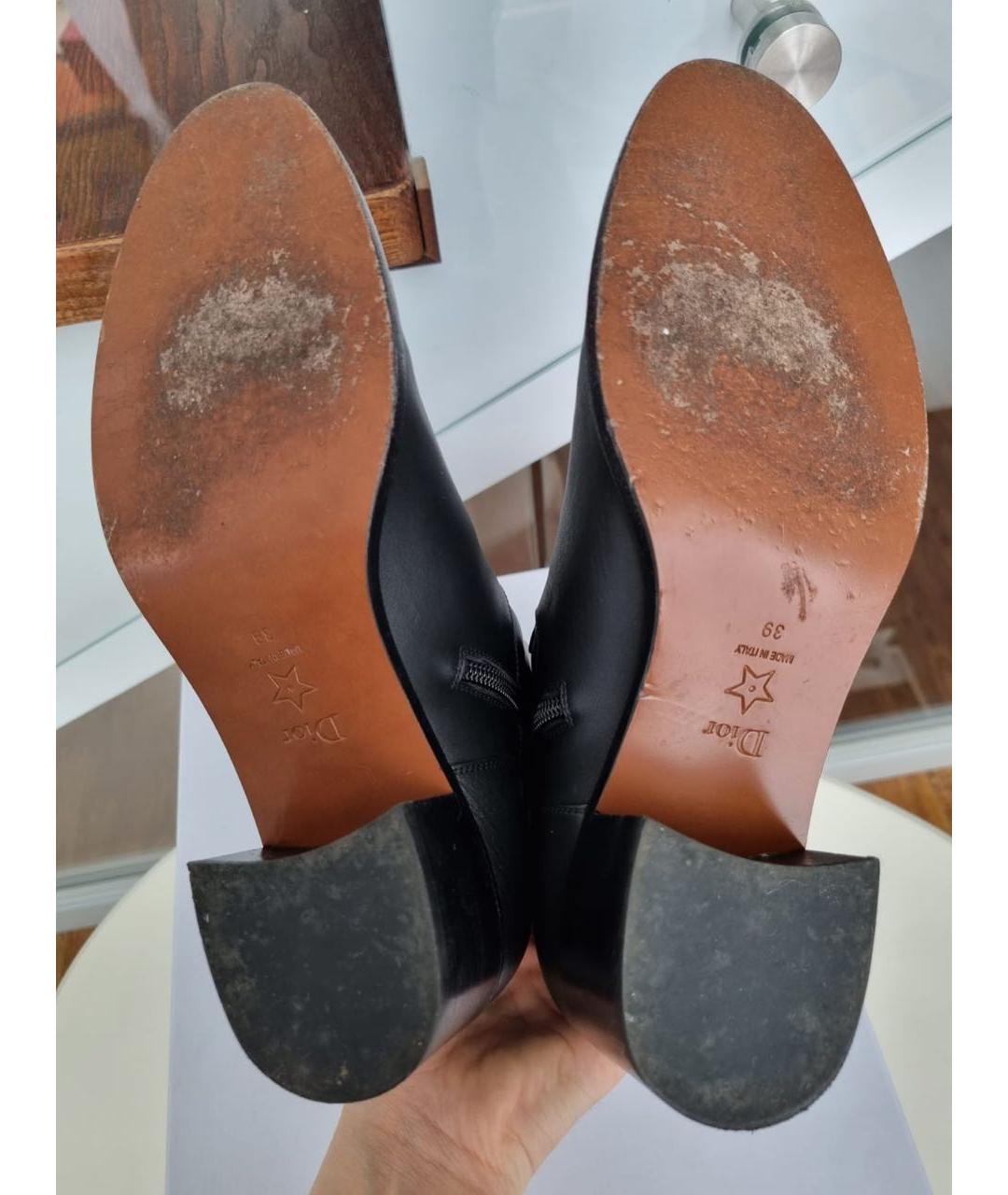CHRISTIAN DIOR Черные кожаные полусапоги, фото 6