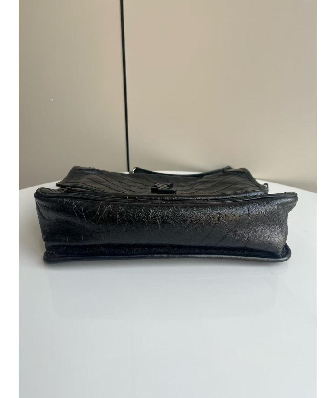 YVES SAINT LAURENT BEAUTY Черная кожаная сумка через плечо, фото 6