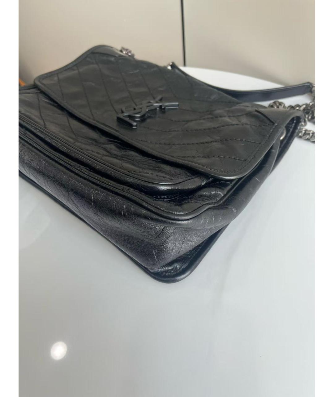 YVES SAINT LAURENT BEAUTY Черная кожаная сумка через плечо, фото 5