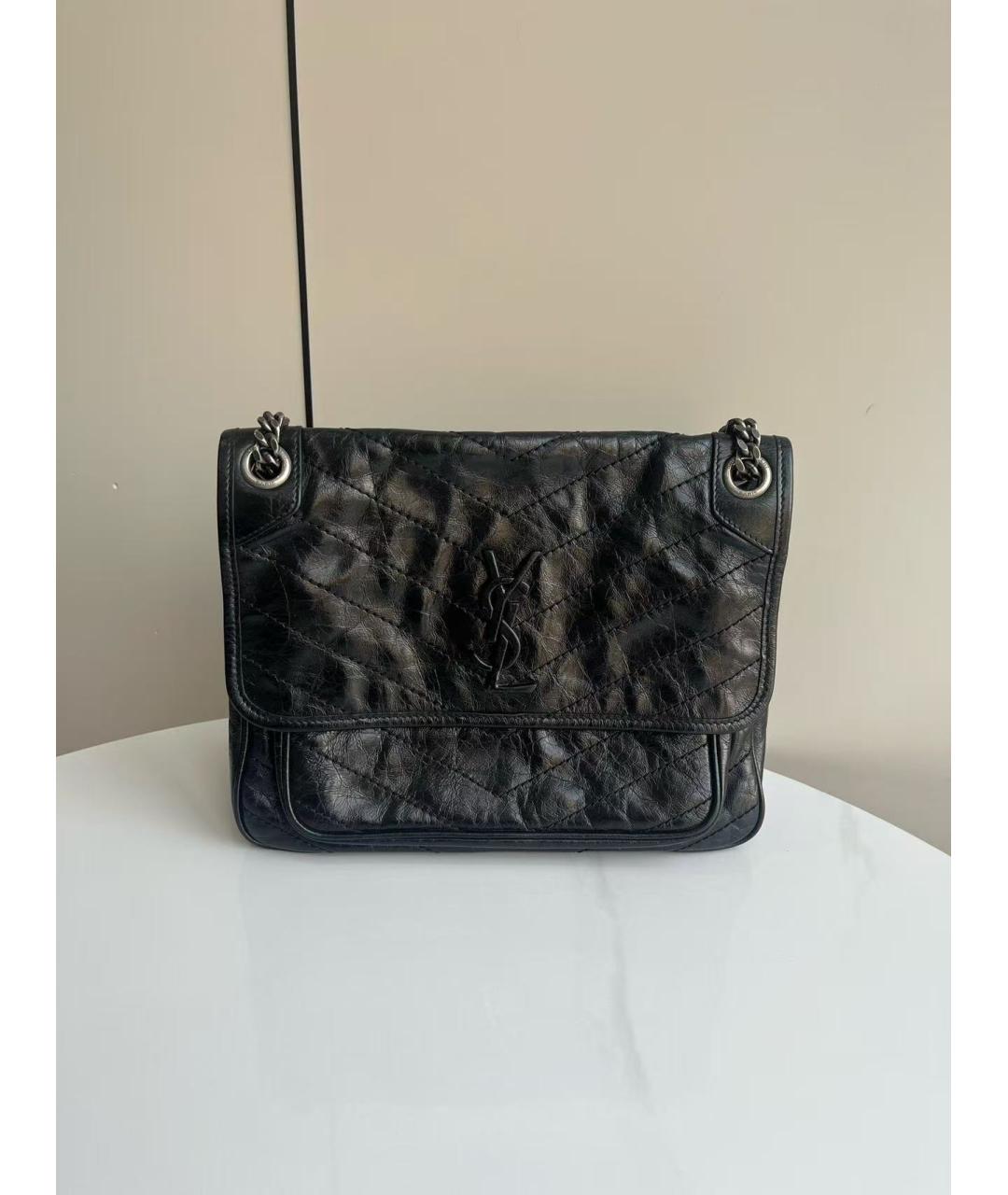 YVES SAINT LAURENT BEAUTY Черная кожаная сумка через плечо, фото 2
