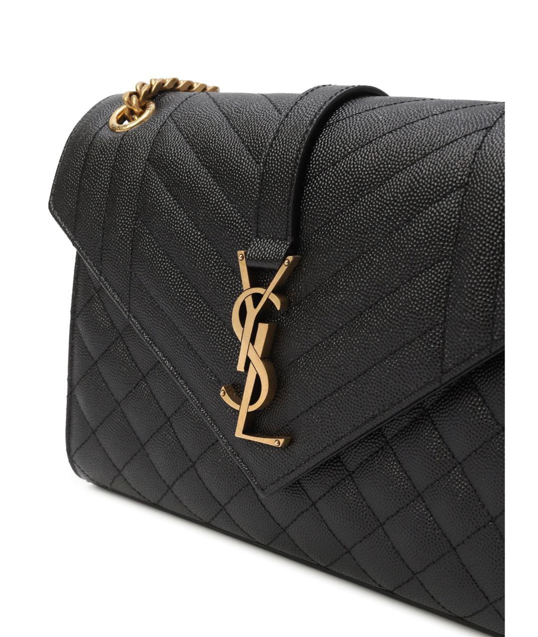 SAINT LAURENT Черная кожаная сумка через плечо, фото 2