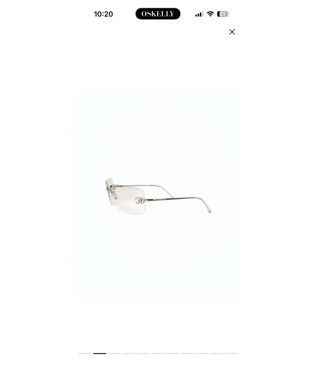 CHANEL Серебряные металлические солнцезащитные очки, фото 8