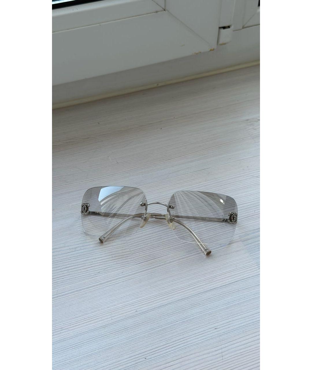 CHANEL Серебряные металлические солнцезащитные очки, фото 9