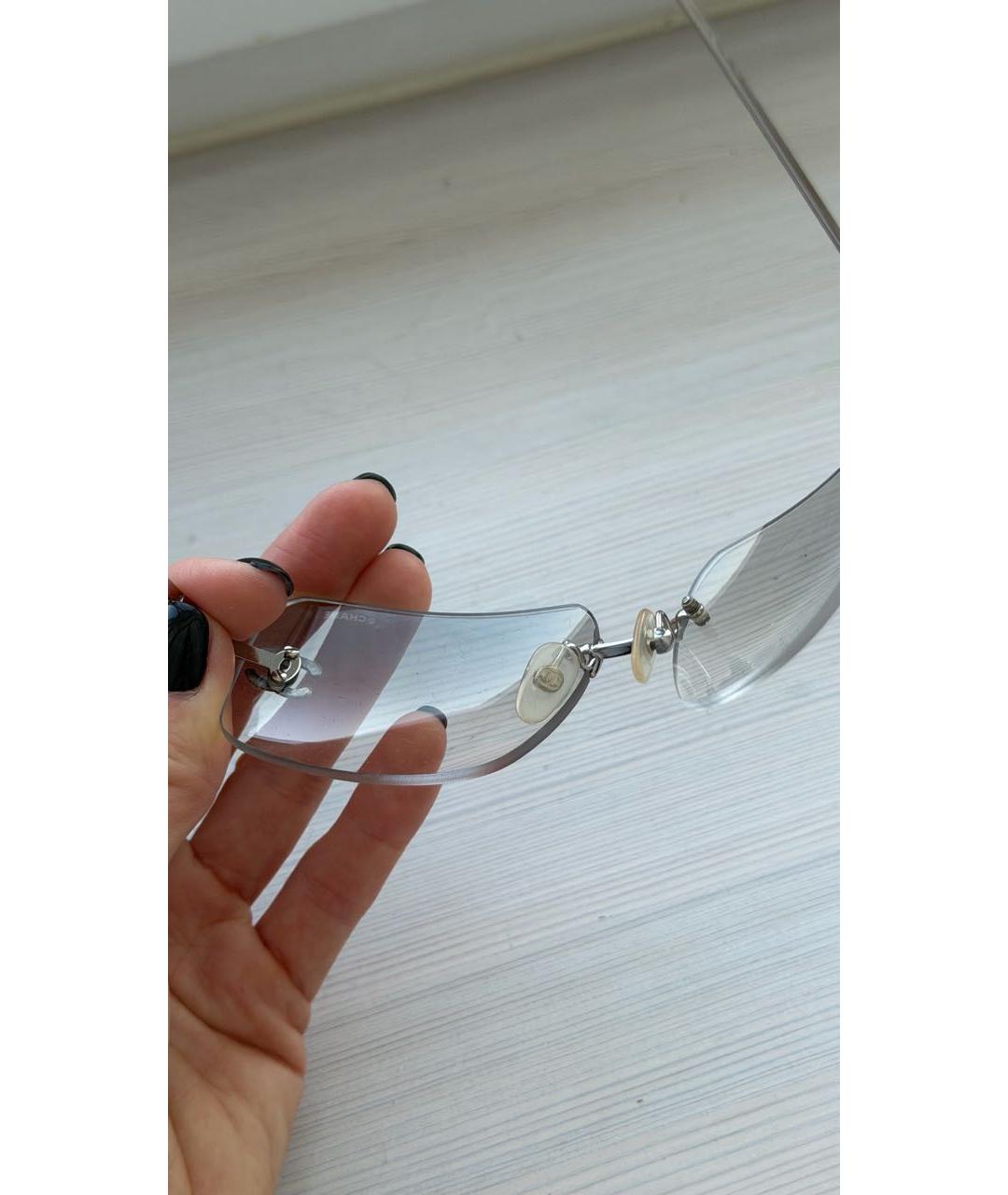 CHANEL Серебряные металлические солнцезащитные очки, фото 3