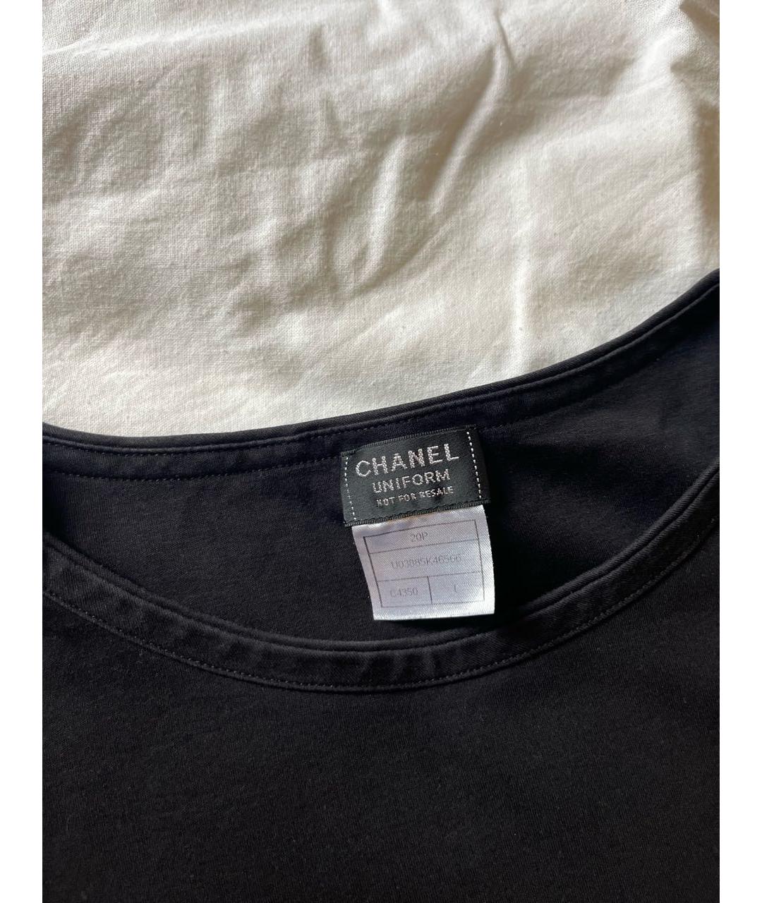 CHANEL Черная хлопковая футболка, фото 4