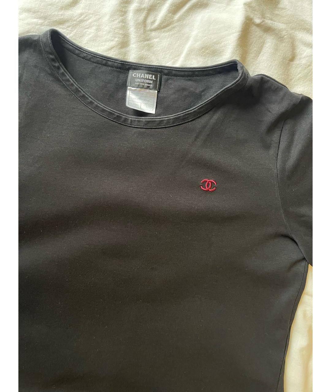 CHANEL Черная хлопковая футболка, фото 3