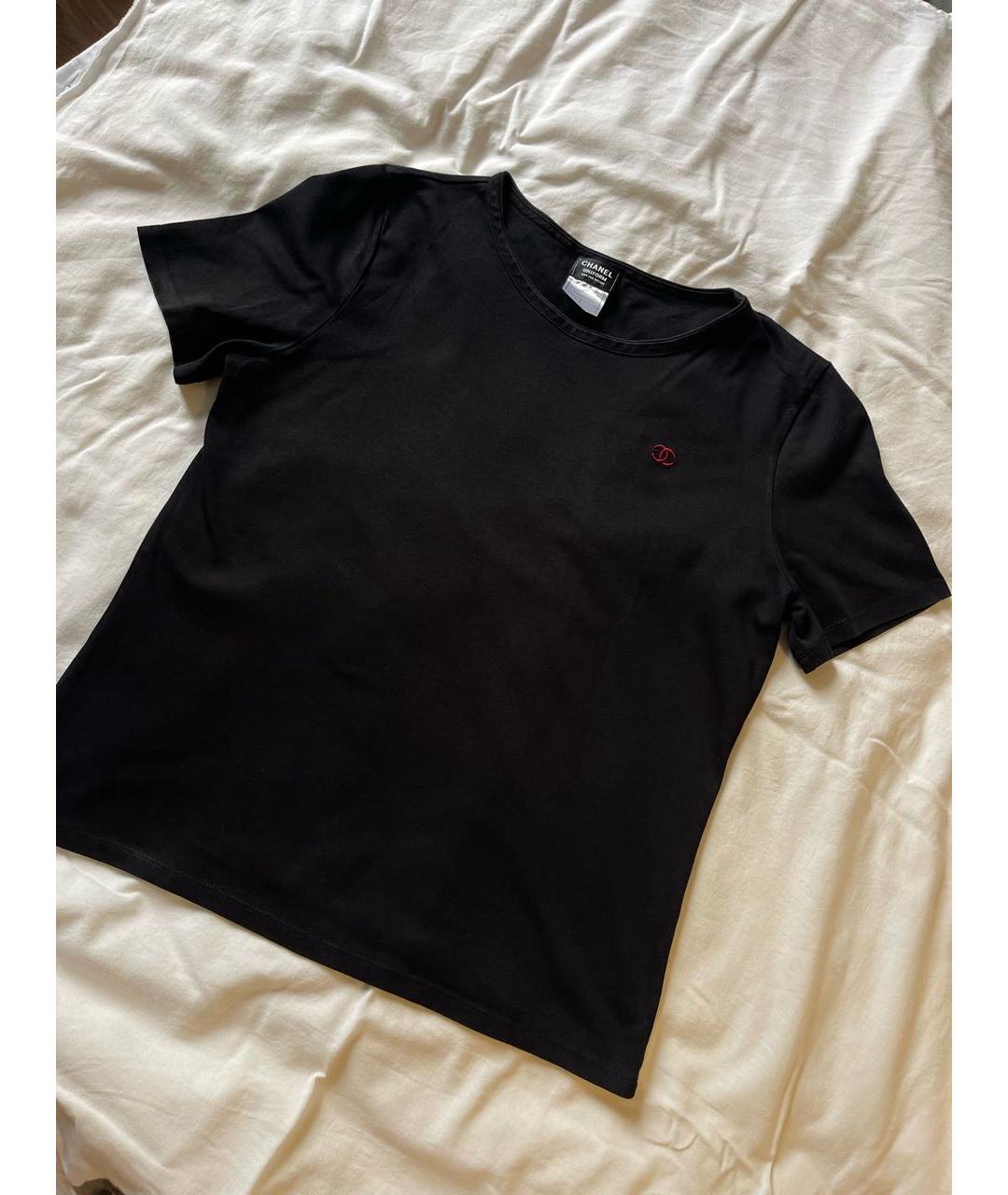 CHANEL Черная хлопковая футболка, фото 5