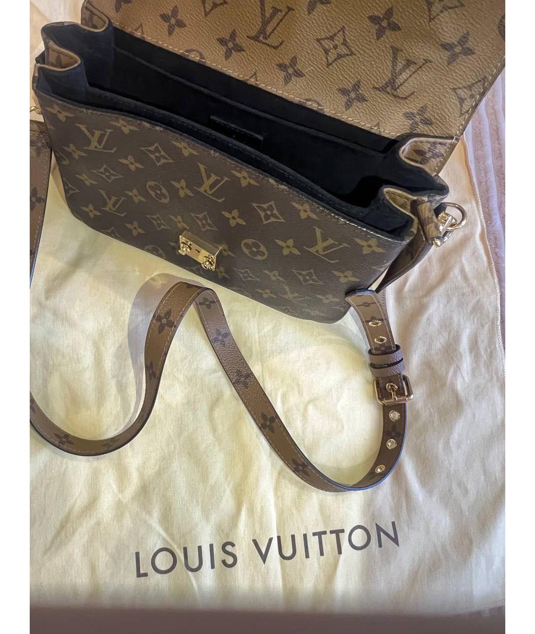 LOUIS VUITTON Коричневая кожаная сумка через плечо, фото 7