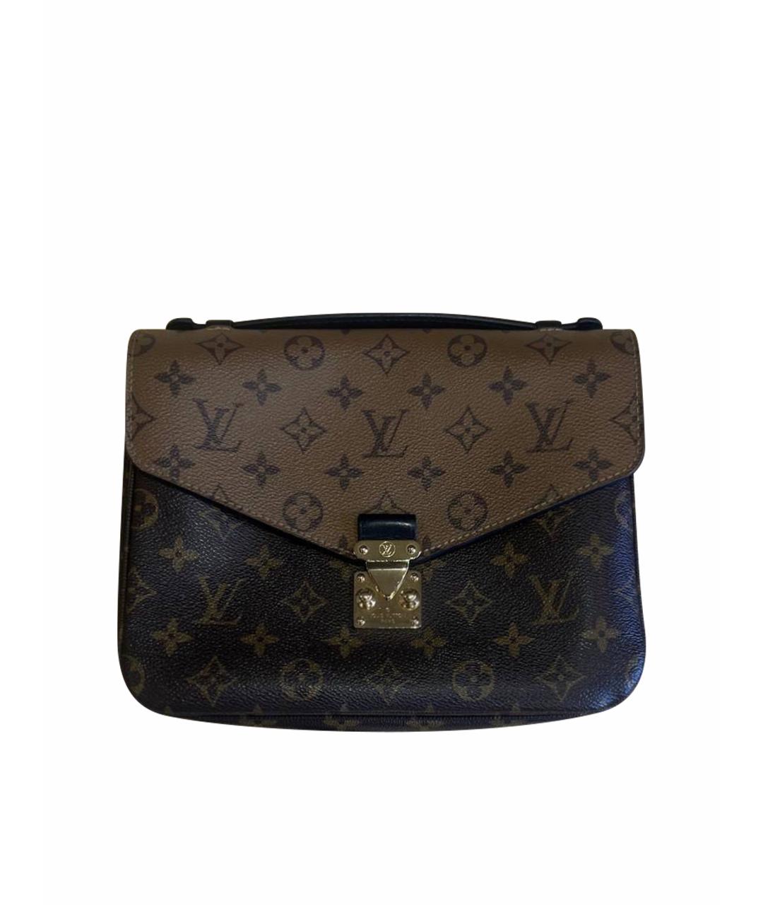 LOUIS VUITTON Коричневая кожаная сумка через плечо, фото 8