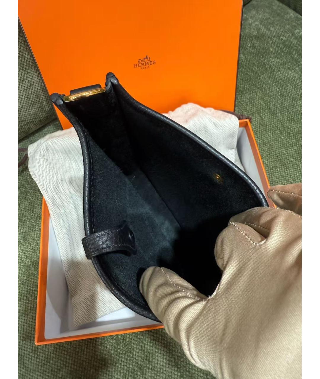 HERMES Черная кожаная сумка через плечо, фото 4