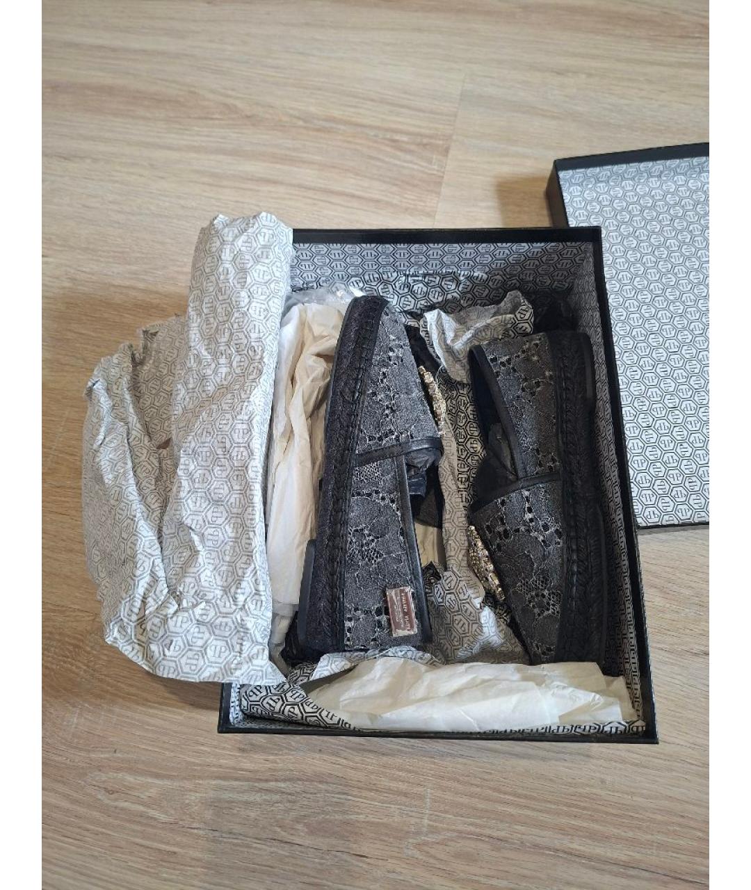 PHILIPP PLEIN Серые текстильные эспадрильи, фото 7