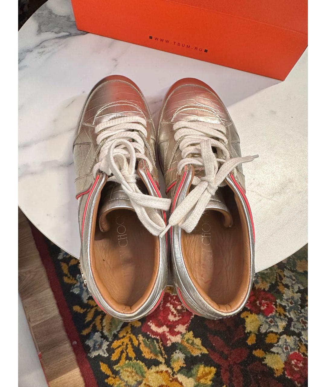 JIMMY CHOO Золотые кожаные кроссовки, фото 3