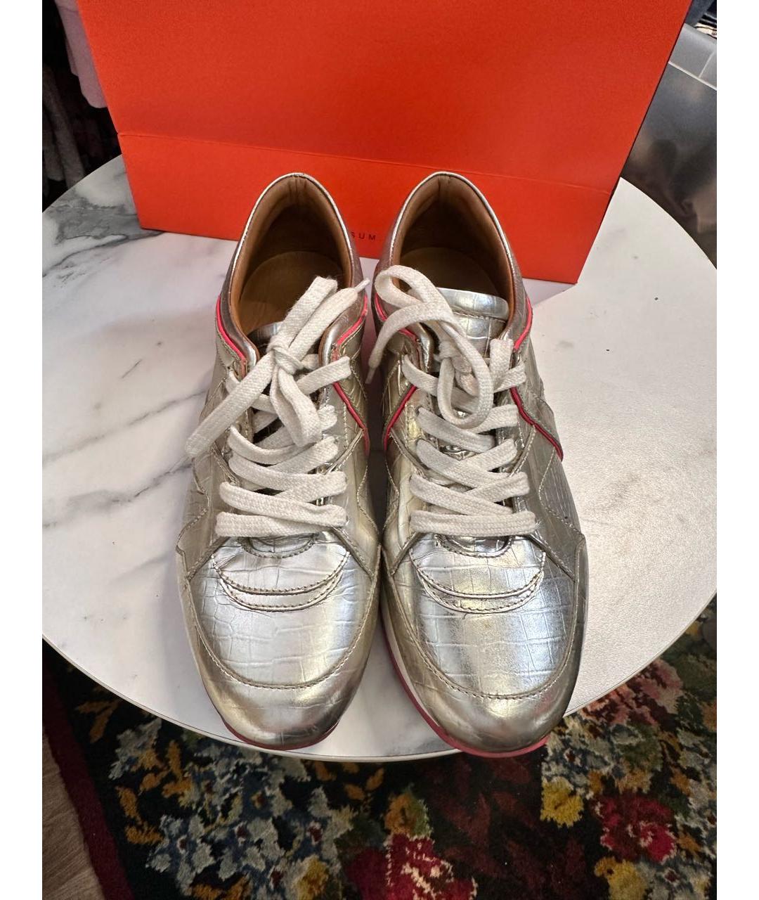 JIMMY CHOO Золотые кожаные кроссовки, фото 2