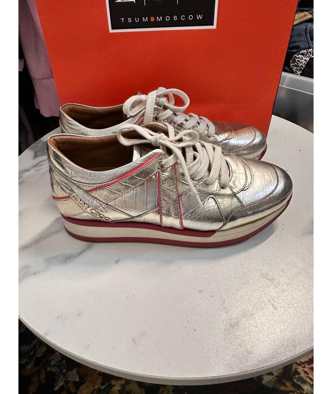 JIMMY CHOO Золотые кожаные кроссовки, фото 8