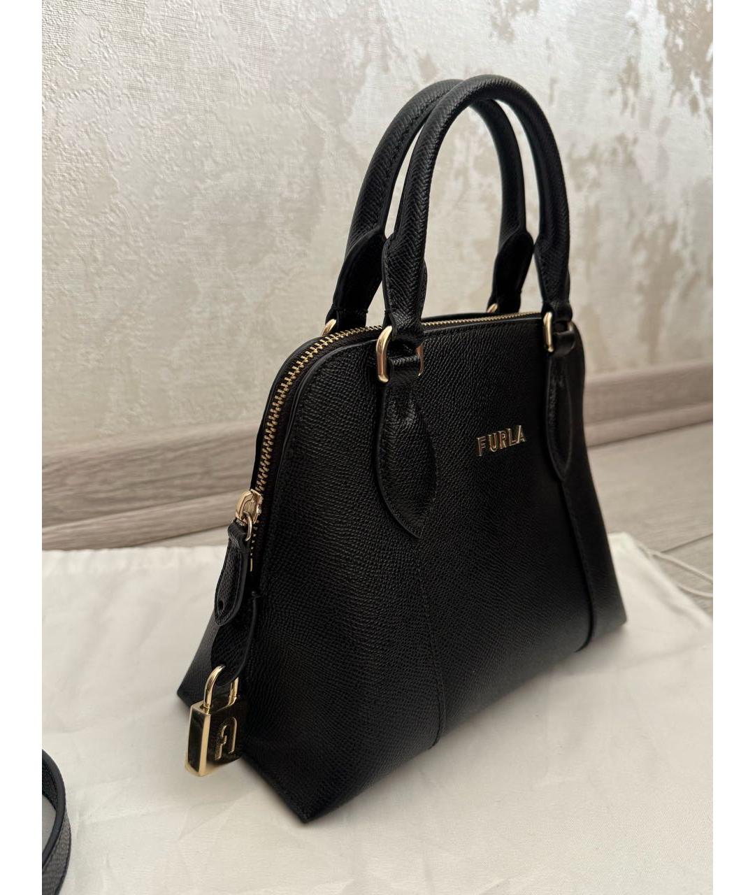 FURLA Черная кожаная сумка с короткими ручками, фото 2