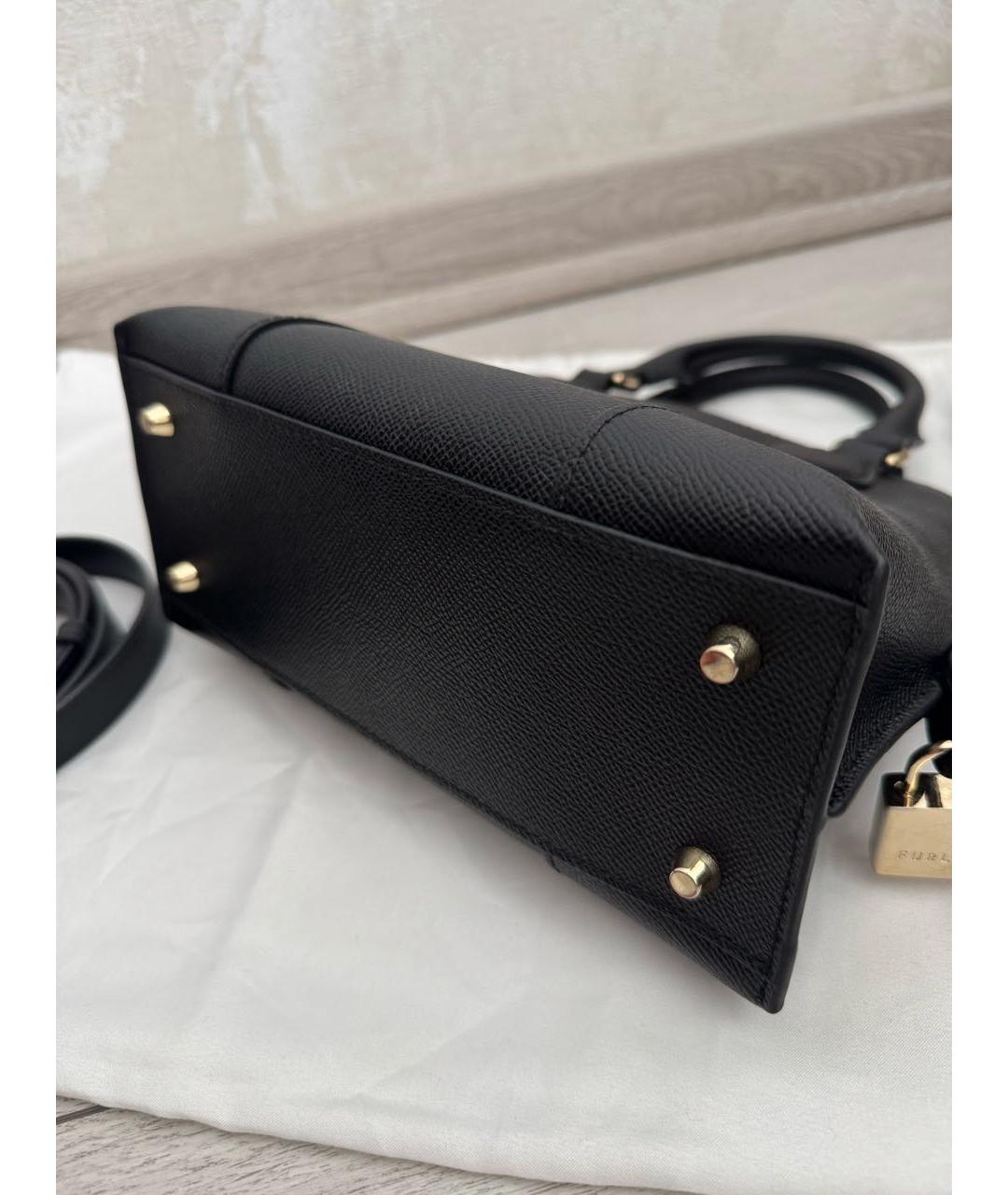 FURLA Черная кожаная сумка с короткими ручками, фото 5