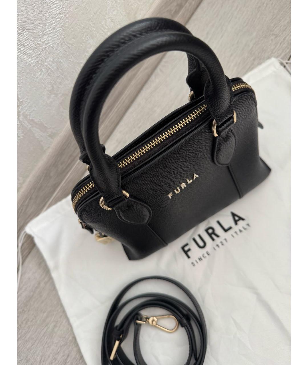 FURLA Черная кожаная сумка с короткими ручками, фото 6