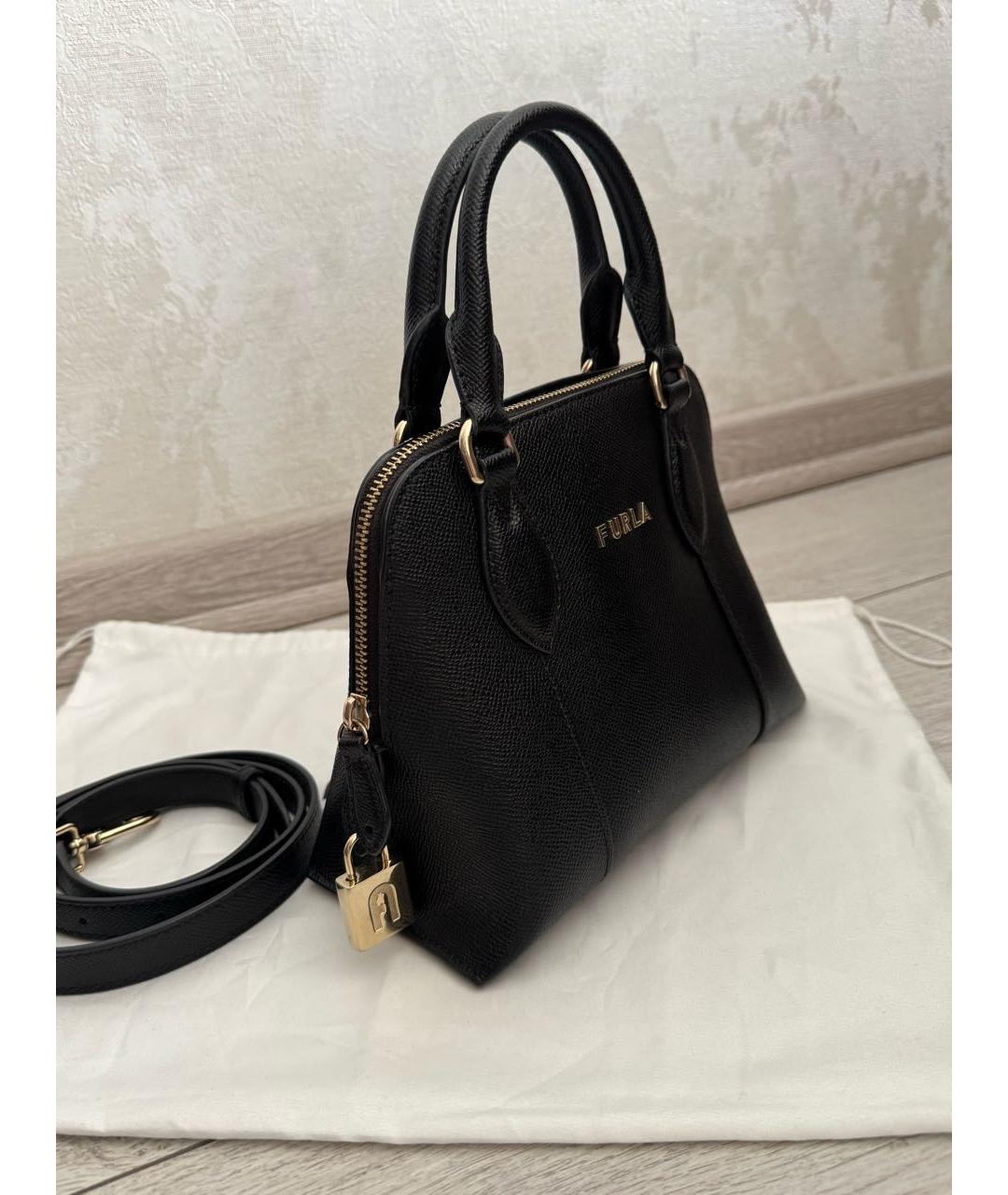 FURLA Черная кожаная сумка с короткими ручками, фото 7