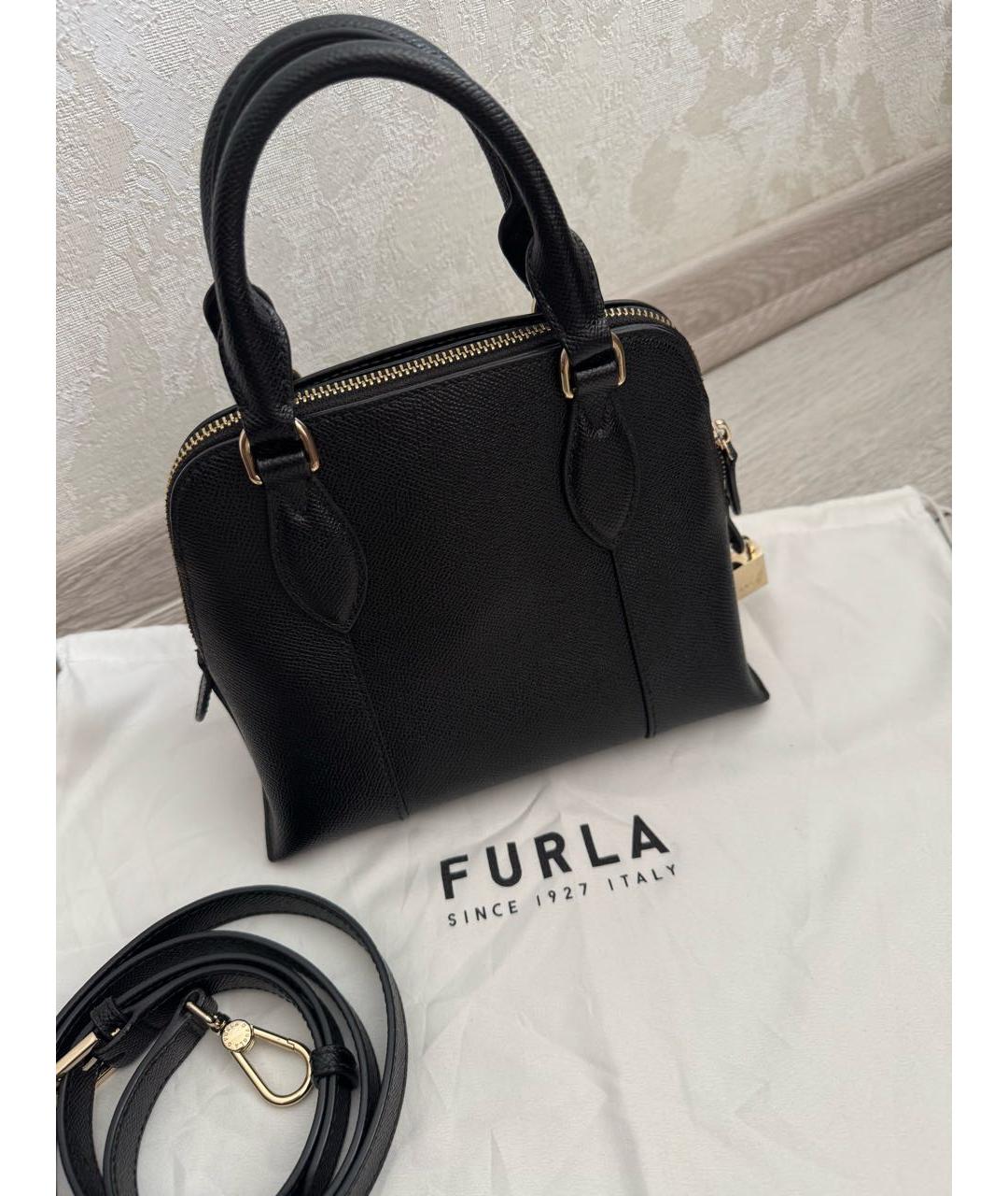 FURLA Черная кожаная сумка с короткими ручками, фото 8