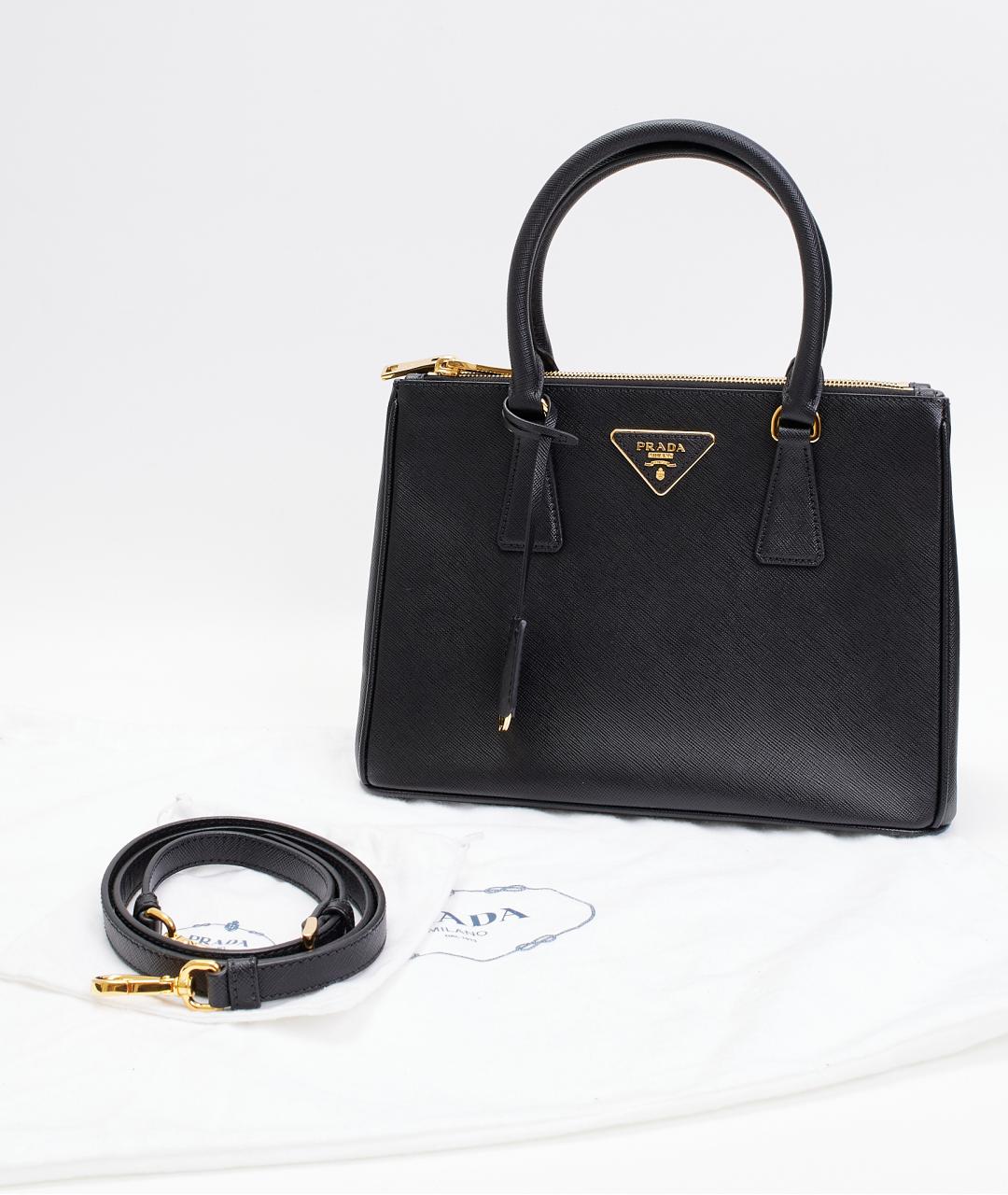 PRADA Черная кожаная сумка с короткими ручками, фото 8