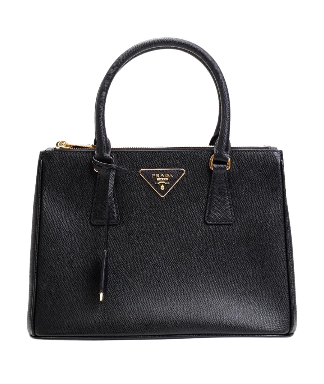 PRADA Черная кожаная сумка с короткими ручками, фото 1