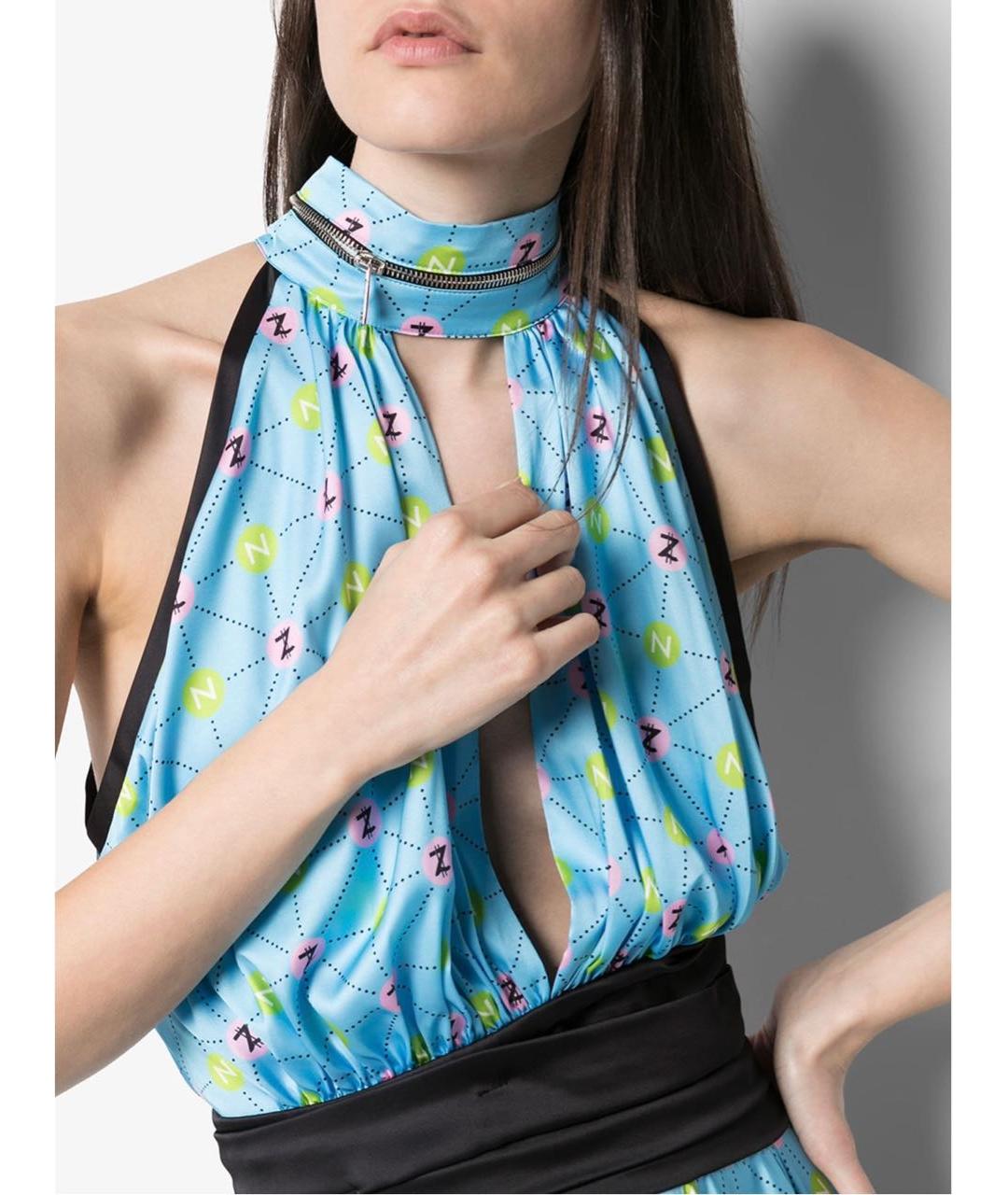 NATASHA DENONA Голубое полиэстеровое коктейльное платье, фото 5