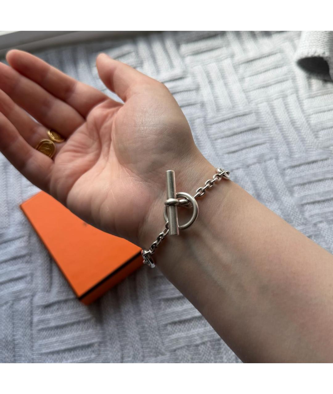HERMES Серебрянный серебряный браслет, фото 7