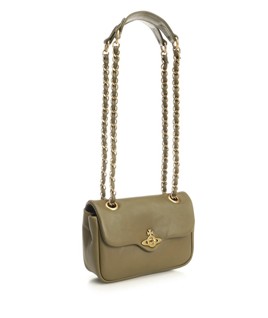 VIVIENNE WESTWOOD Зеленая кожаная сумка через плечо, фото 2