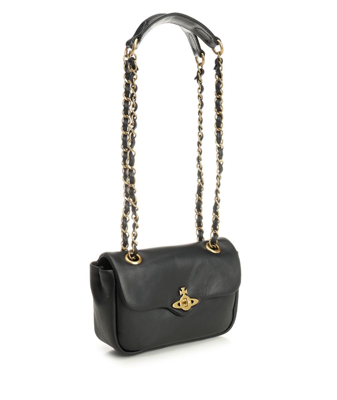 VIVIENNE WESTWOOD Черная кожаная сумка через плечо, фото 2