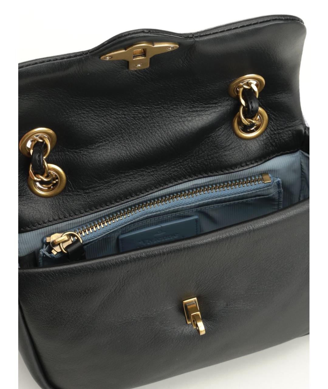 VIVIENNE WESTWOOD Черная кожаная сумка через плечо, фото 4