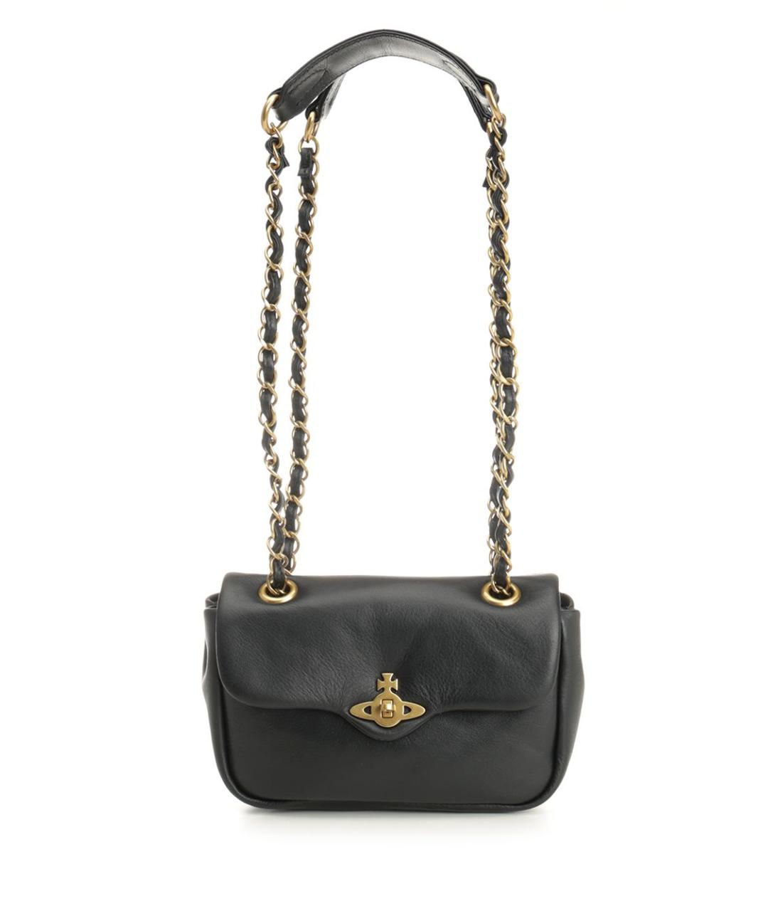 VIVIENNE WESTWOOD Черная кожаная сумка через плечо, фото 1