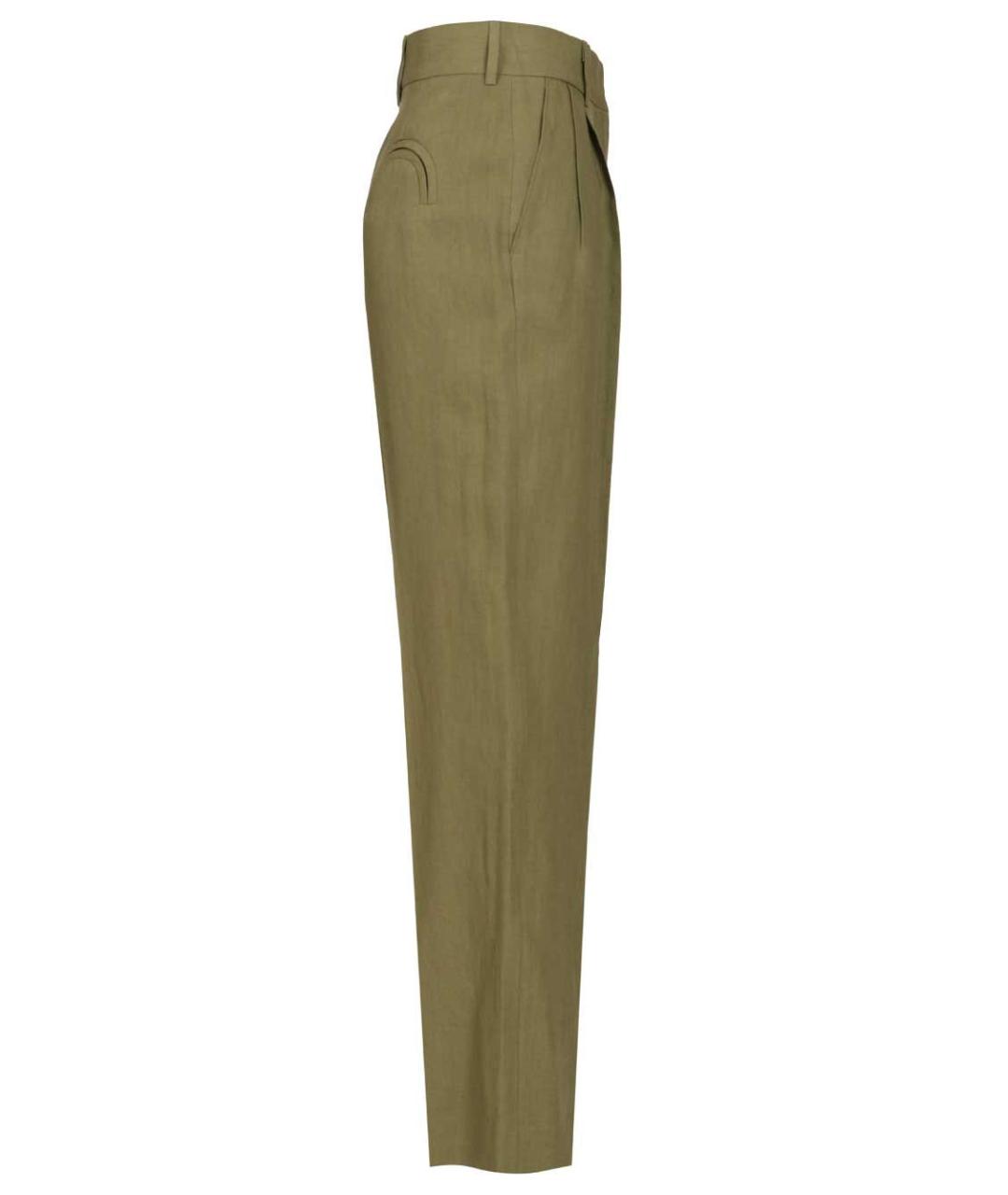 BLAZE MILANO Хаки льняные прямые брюки, фото 3