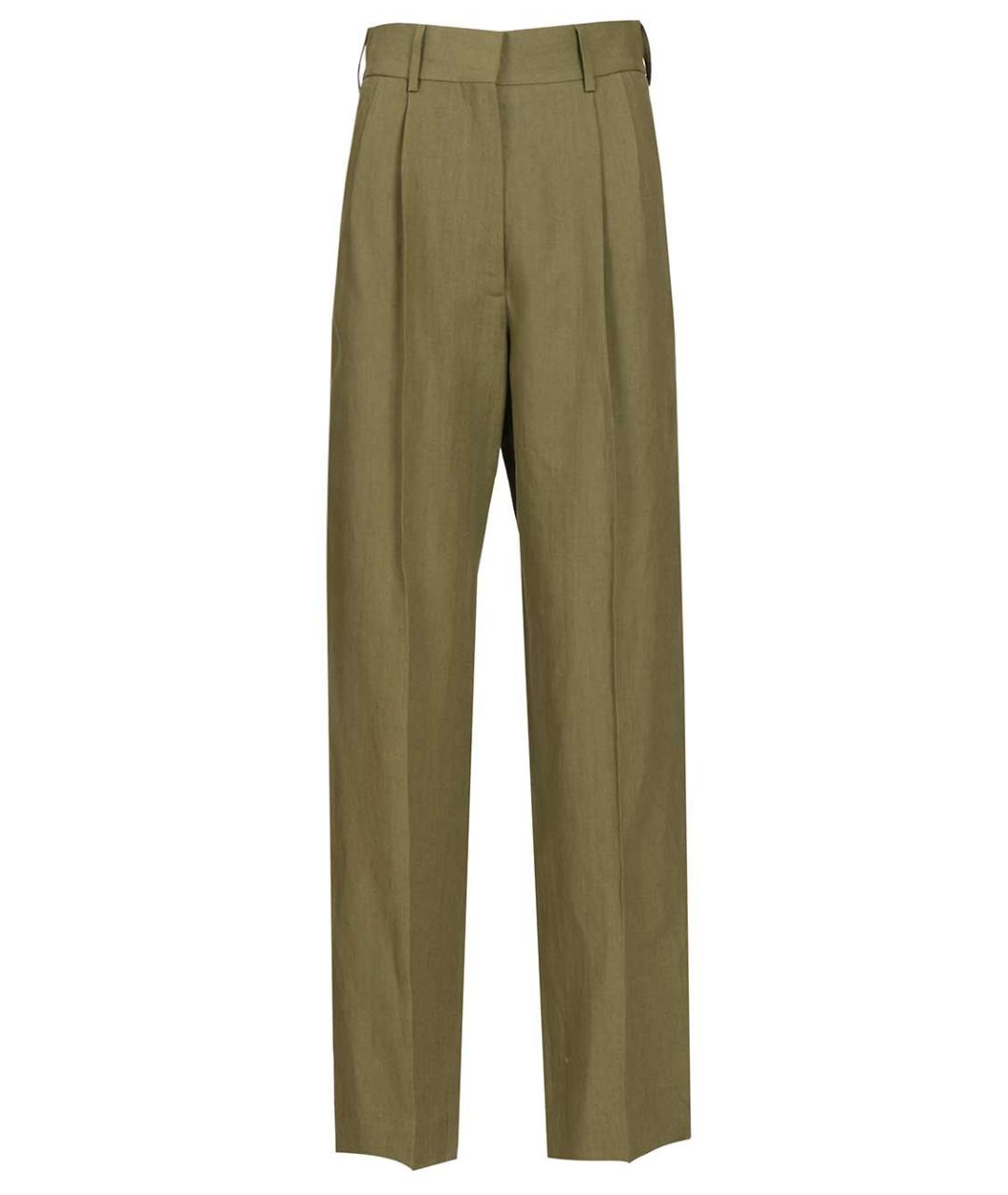 BLAZE MILANO Хаки льняные прямые брюки, фото 1