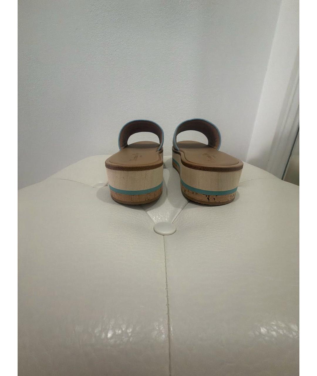 CHRISTIAN DIOR Бежевые кожаные шлепанцы, фото 4