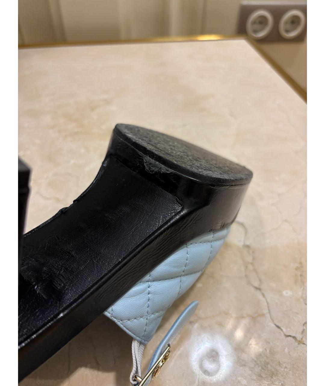 CHANEL Голубые кожаные сабо, фото 8