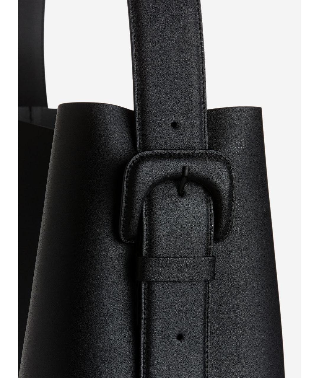 ARKET Черная кожаная сумка тоут, фото 8