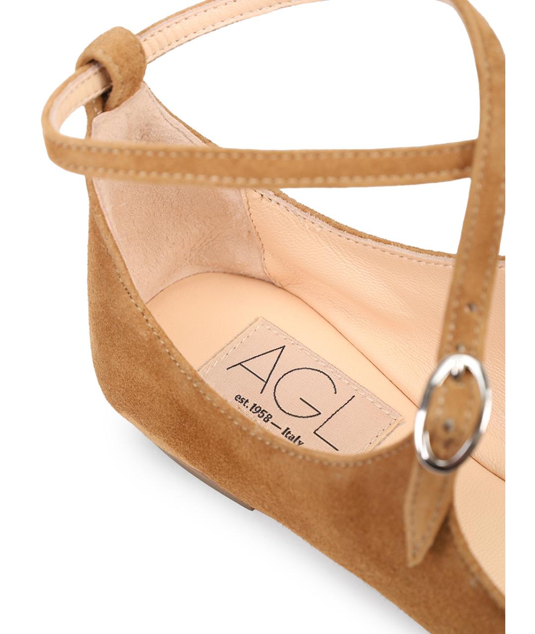 AGL Бежевые замшевые балетки, фото 6