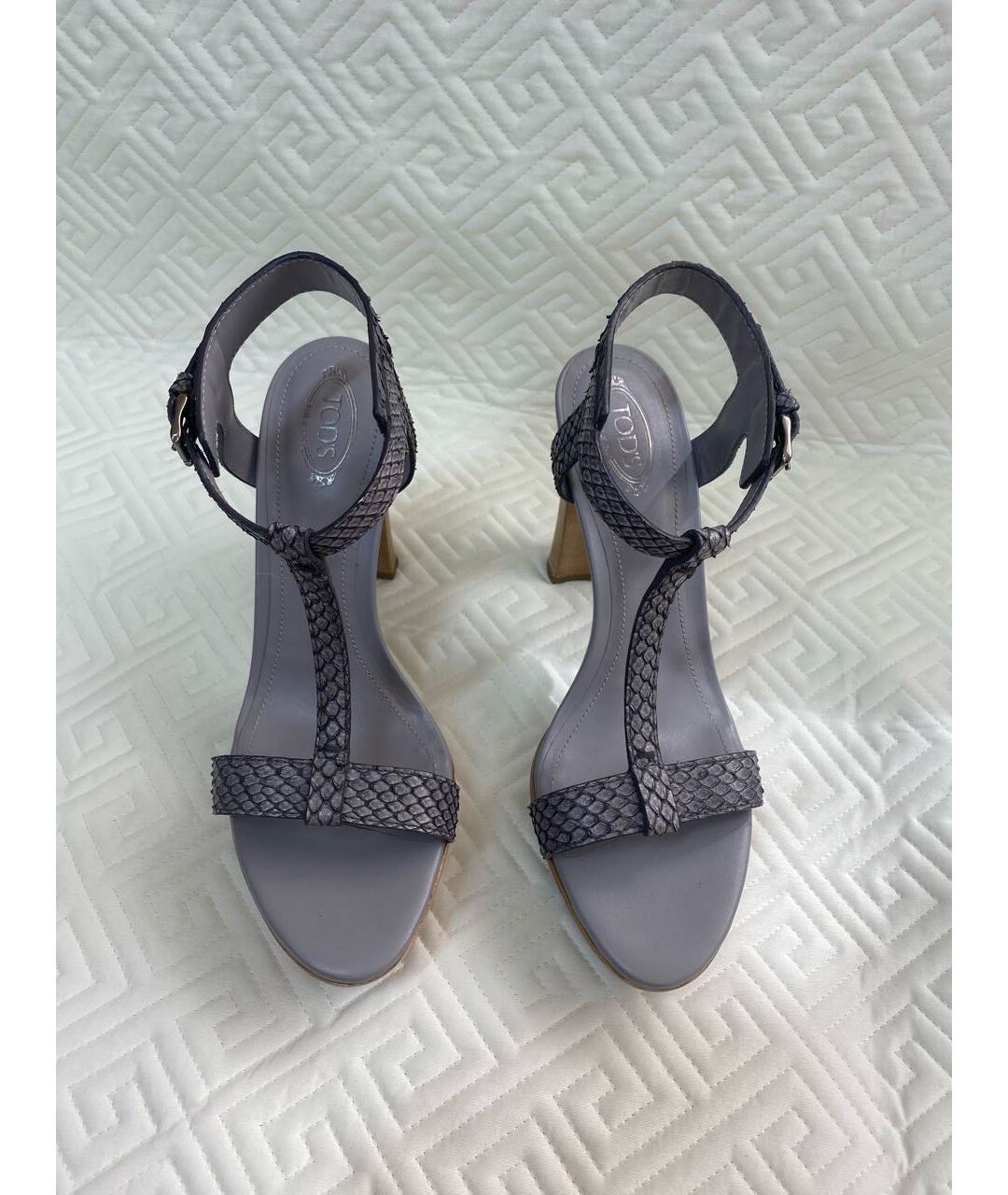 TOD'S Серые кожаные босоножки, фото 3