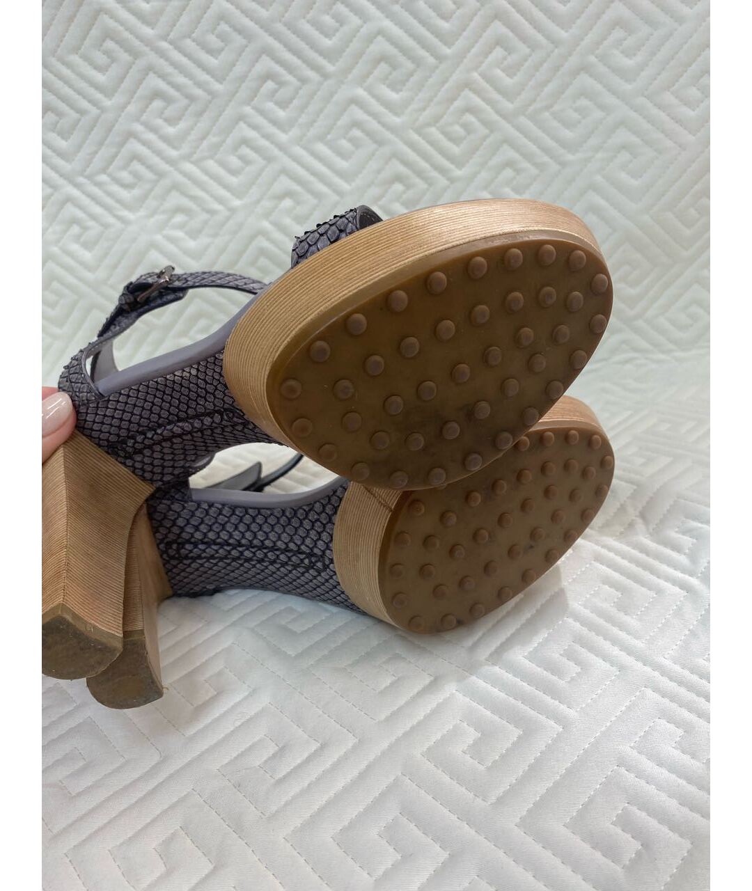 TOD'S Серые кожаные босоножки, фото 5