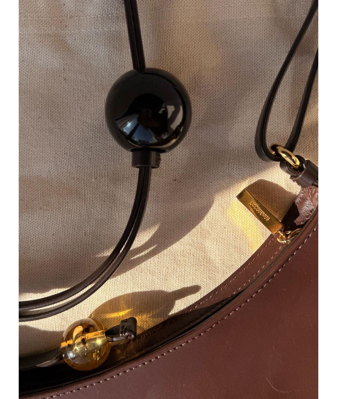 JACQUEMUS Коричневая кожаная сумка через плечо, фото 3