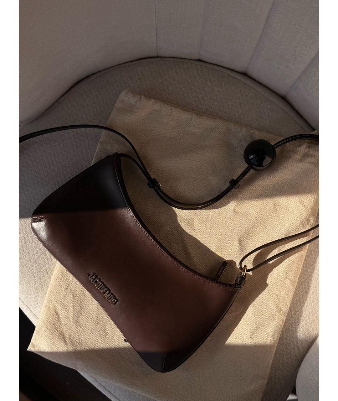 JACQUEMUS Коричневая кожаная сумка через плечо, фото 2