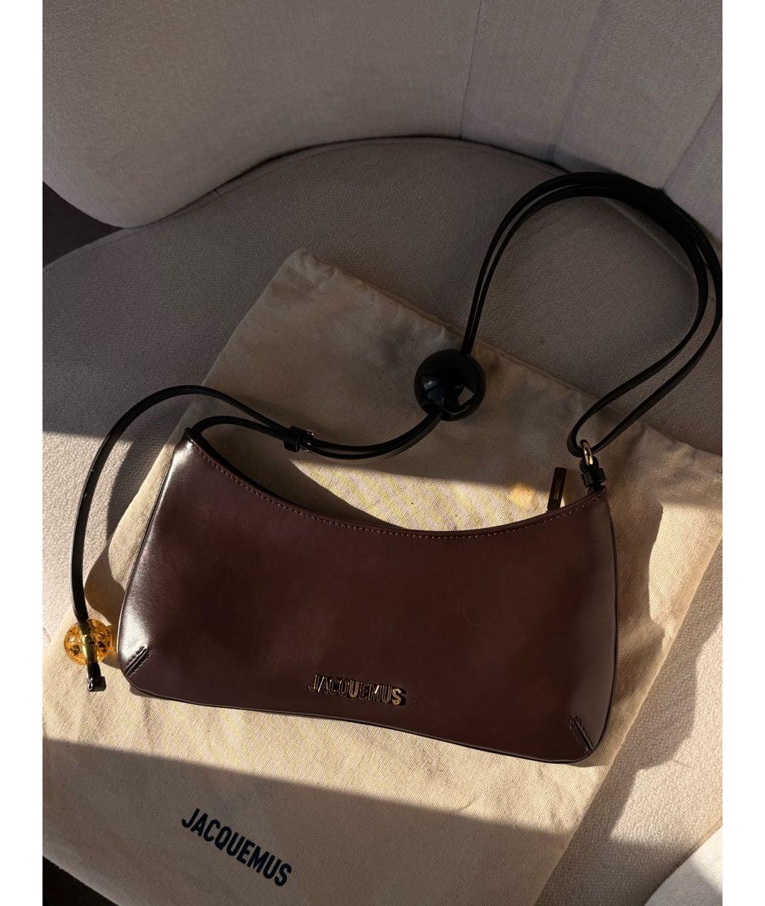 JACQUEMUS Коричневая кожаная сумка через плечо, фото 5