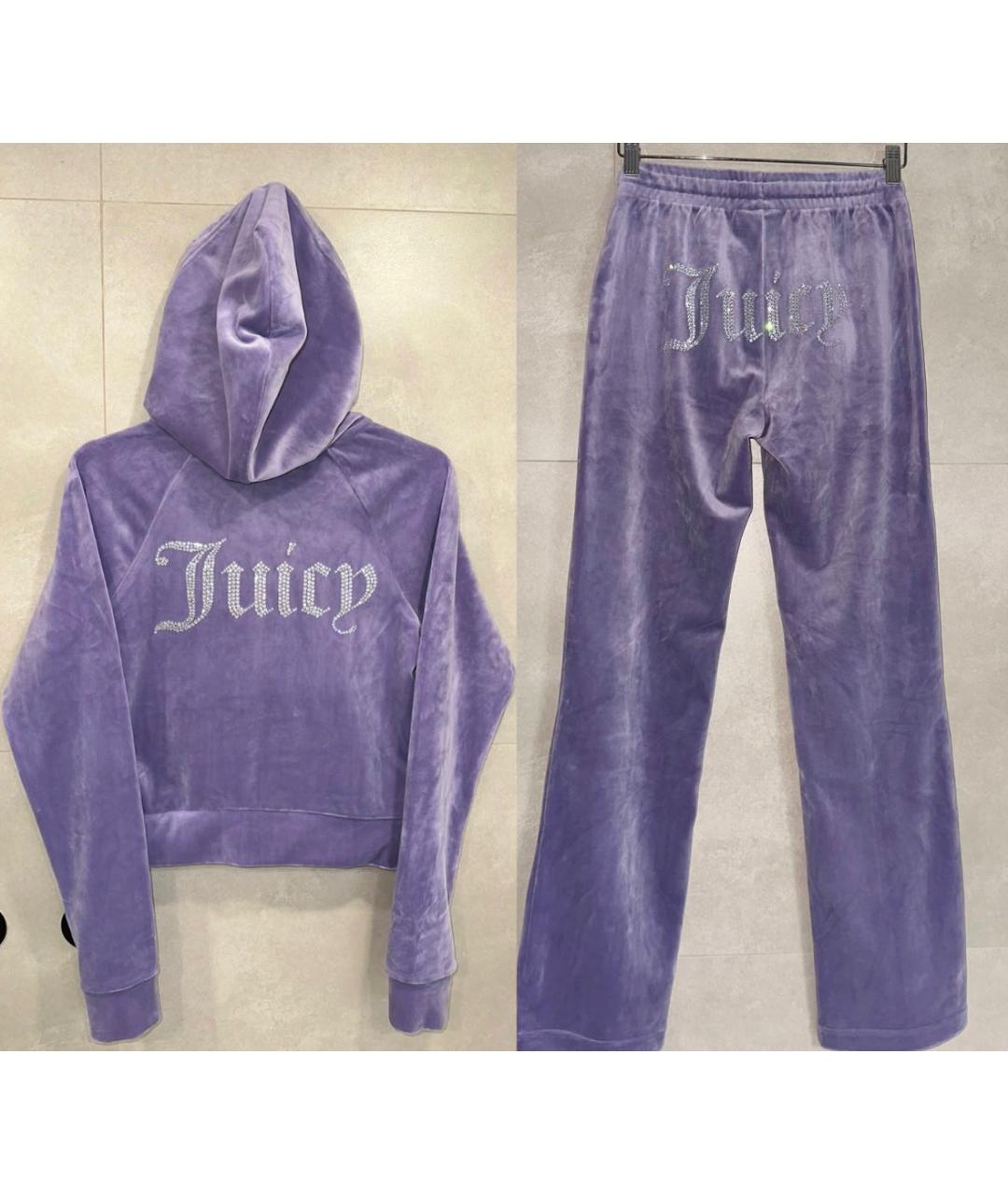 JUICY COUTURE Фиолетовый велюровый костюм с брюками, фото 8