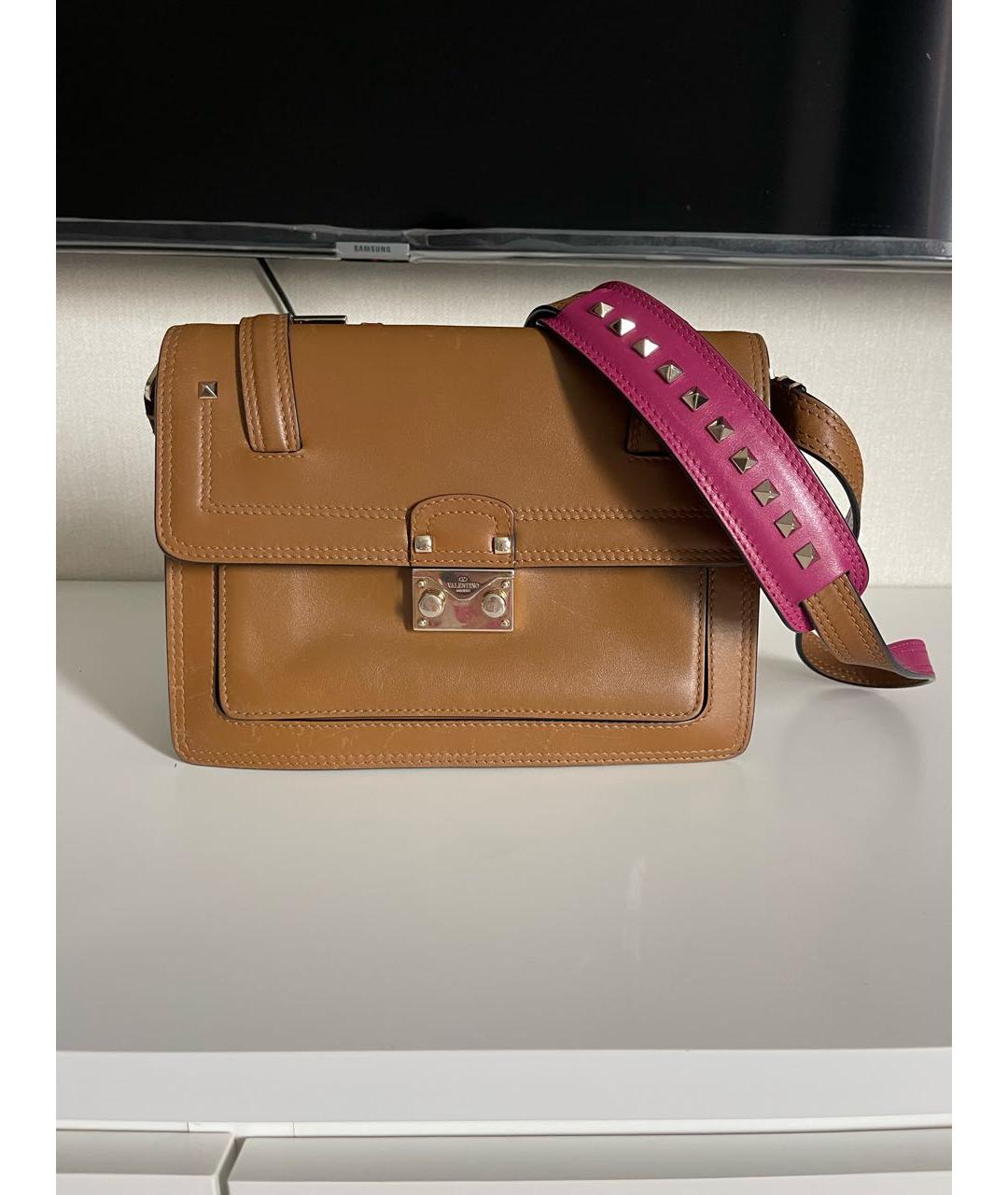 VALENTINO Оранжевая кожаная сумка через плечо, фото 8