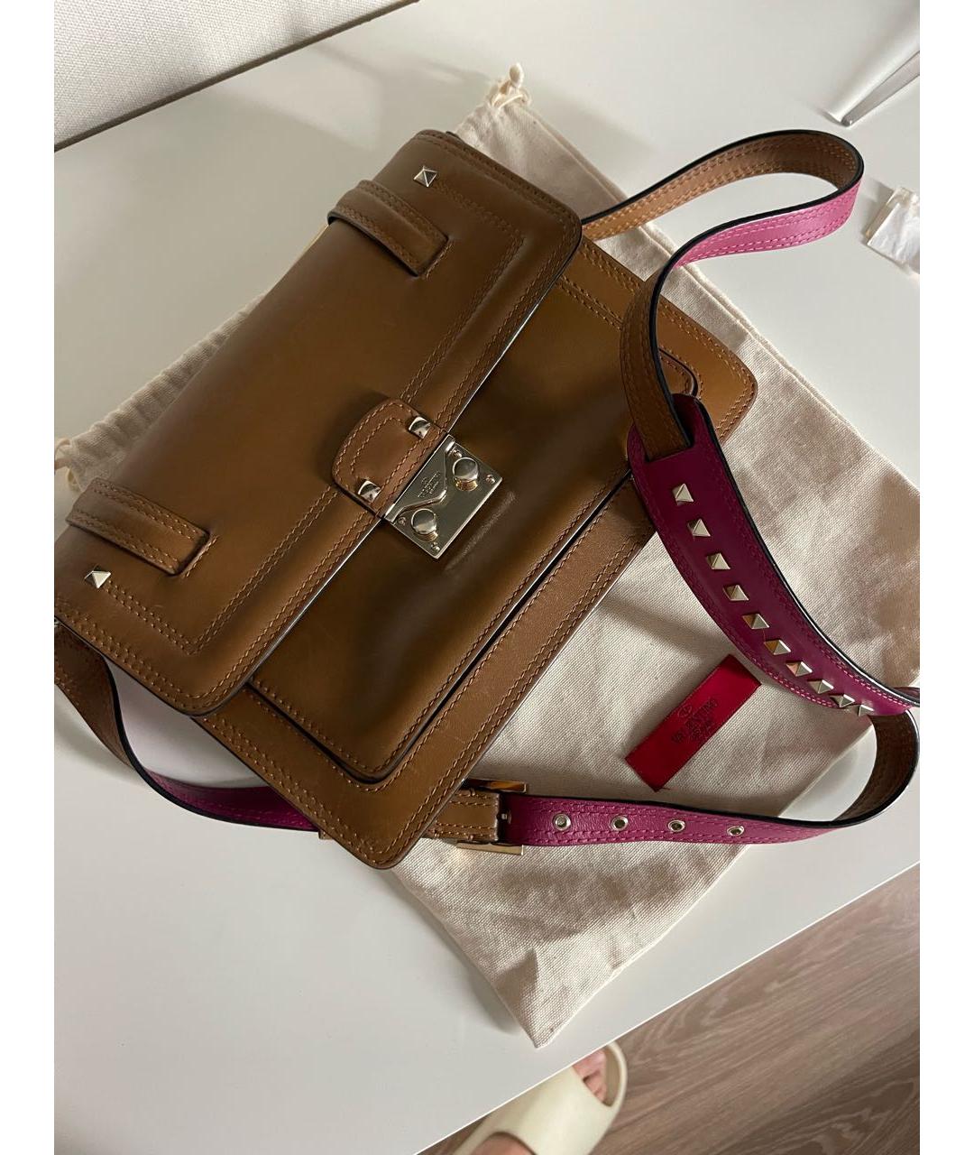 VALENTINO Оранжевая кожаная сумка через плечо, фото 5