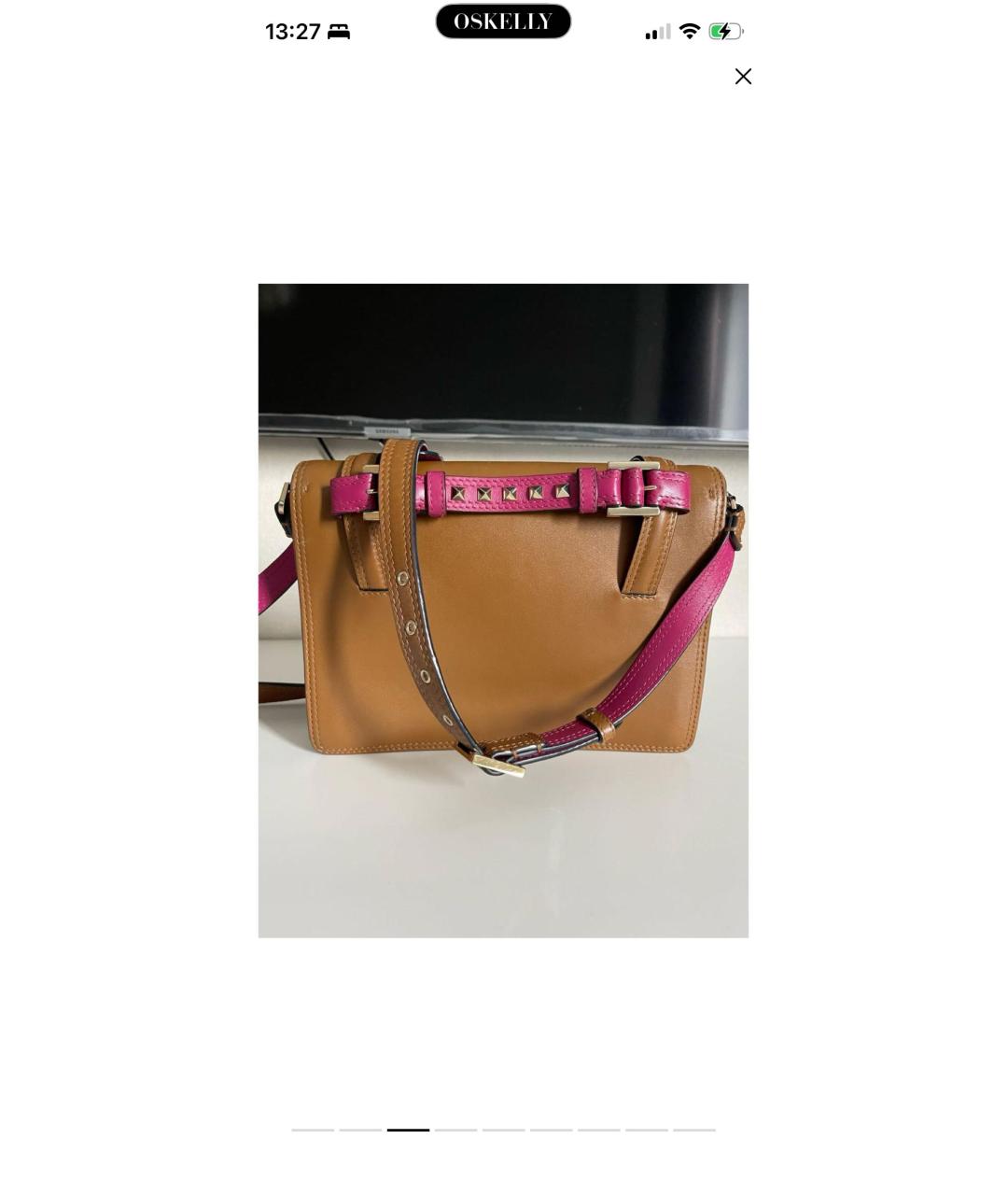 VALENTINO Оранжевая кожаная сумка через плечо, фото 3