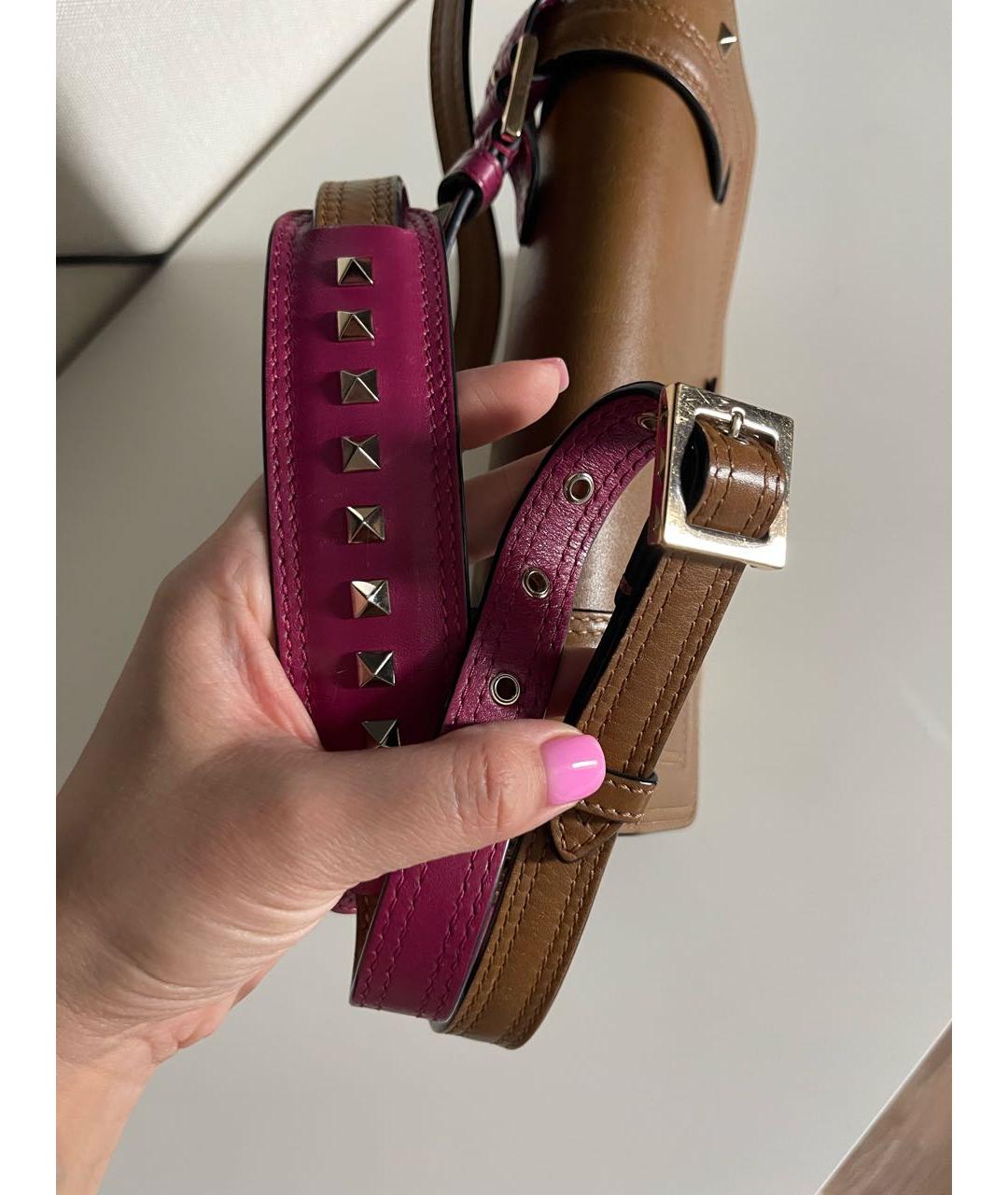 VALENTINO Оранжевая кожаная сумка через плечо, фото 6