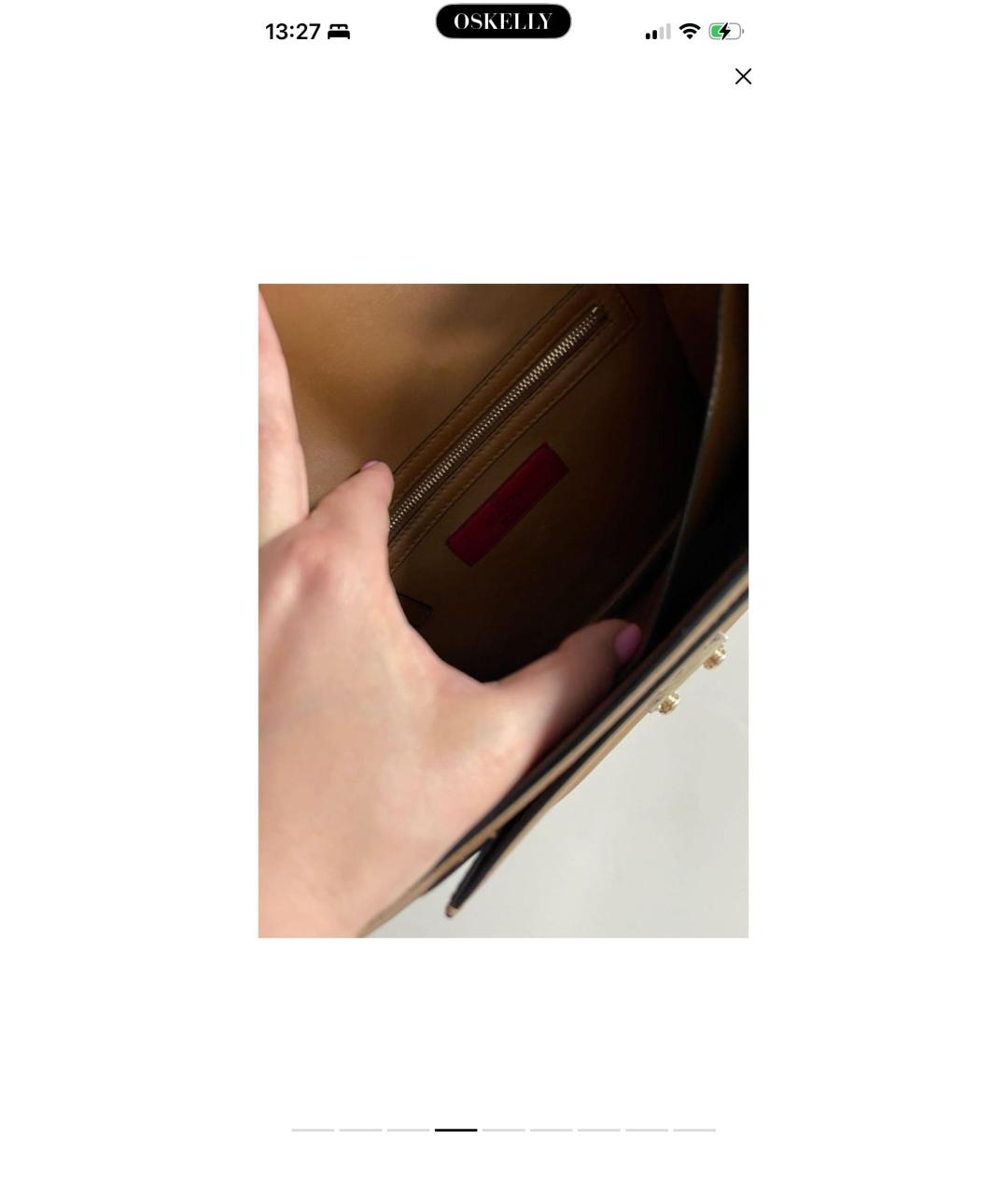 VALENTINO Оранжевая кожаная сумка через плечо, фото 4