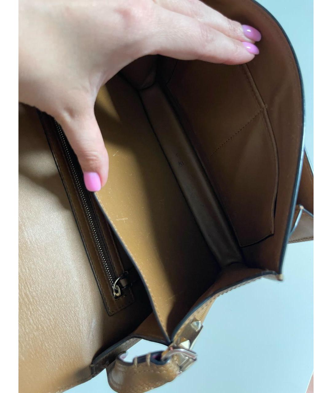 VALENTINO Оранжевая кожаная сумка через плечо, фото 7