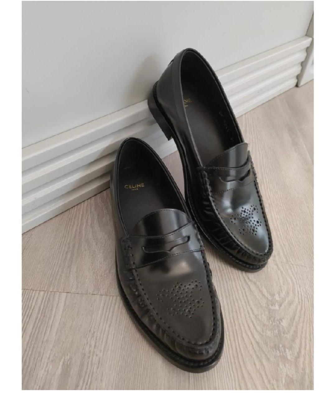 CELINE Черные кожаные лоферы, фото 5